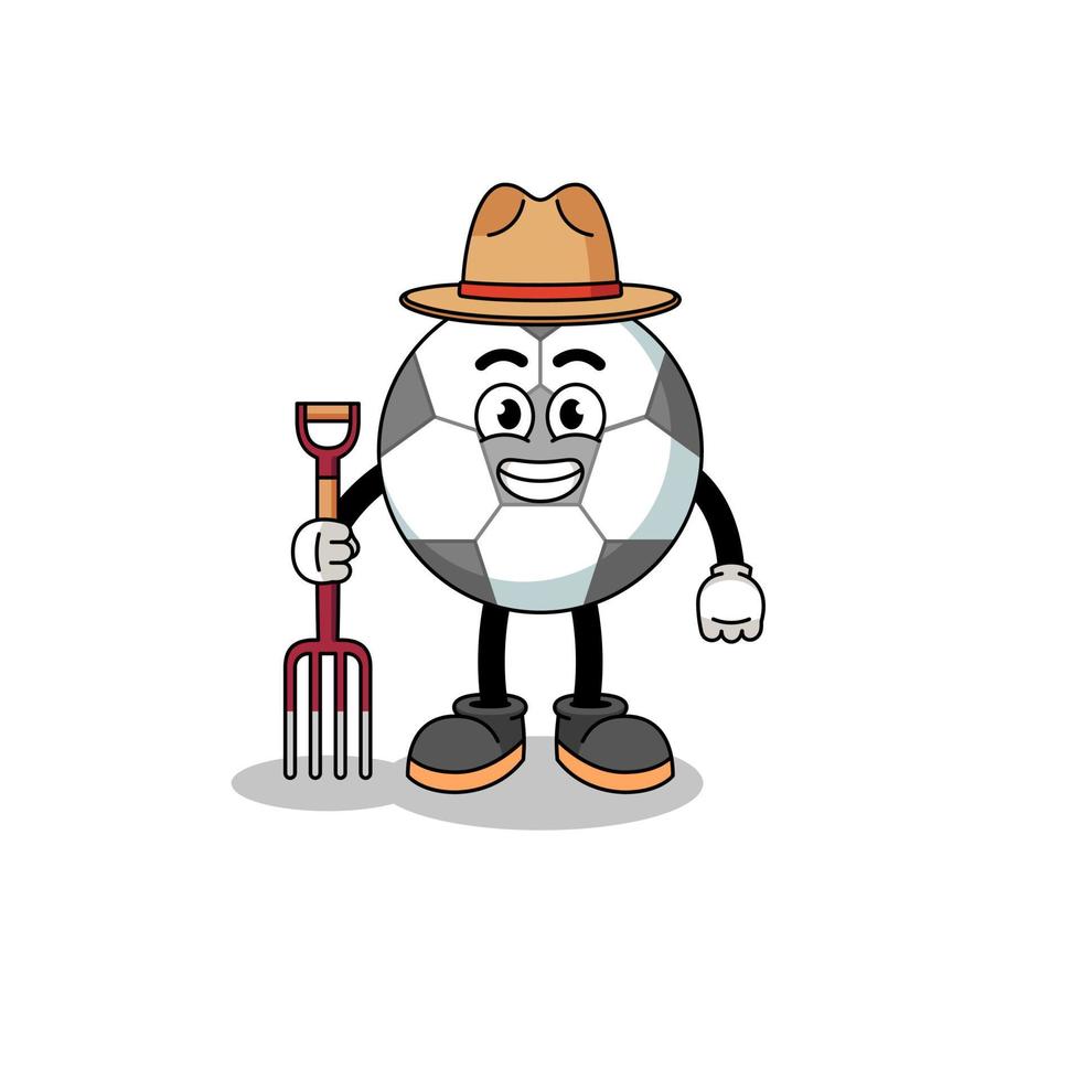 Cartoon mascot of soccer ball farmer vector