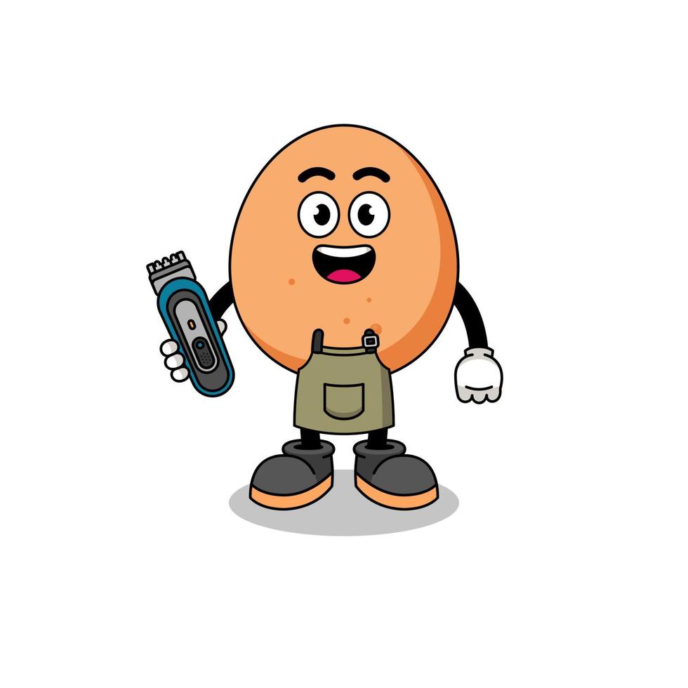 Cartoon Illustration of egg as a barber man vector