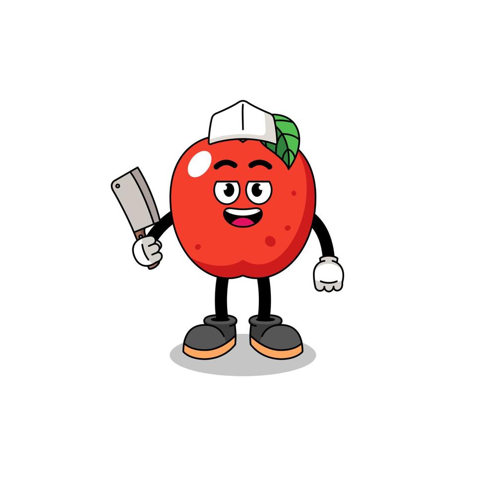 Mascot of apple as a butcher vector