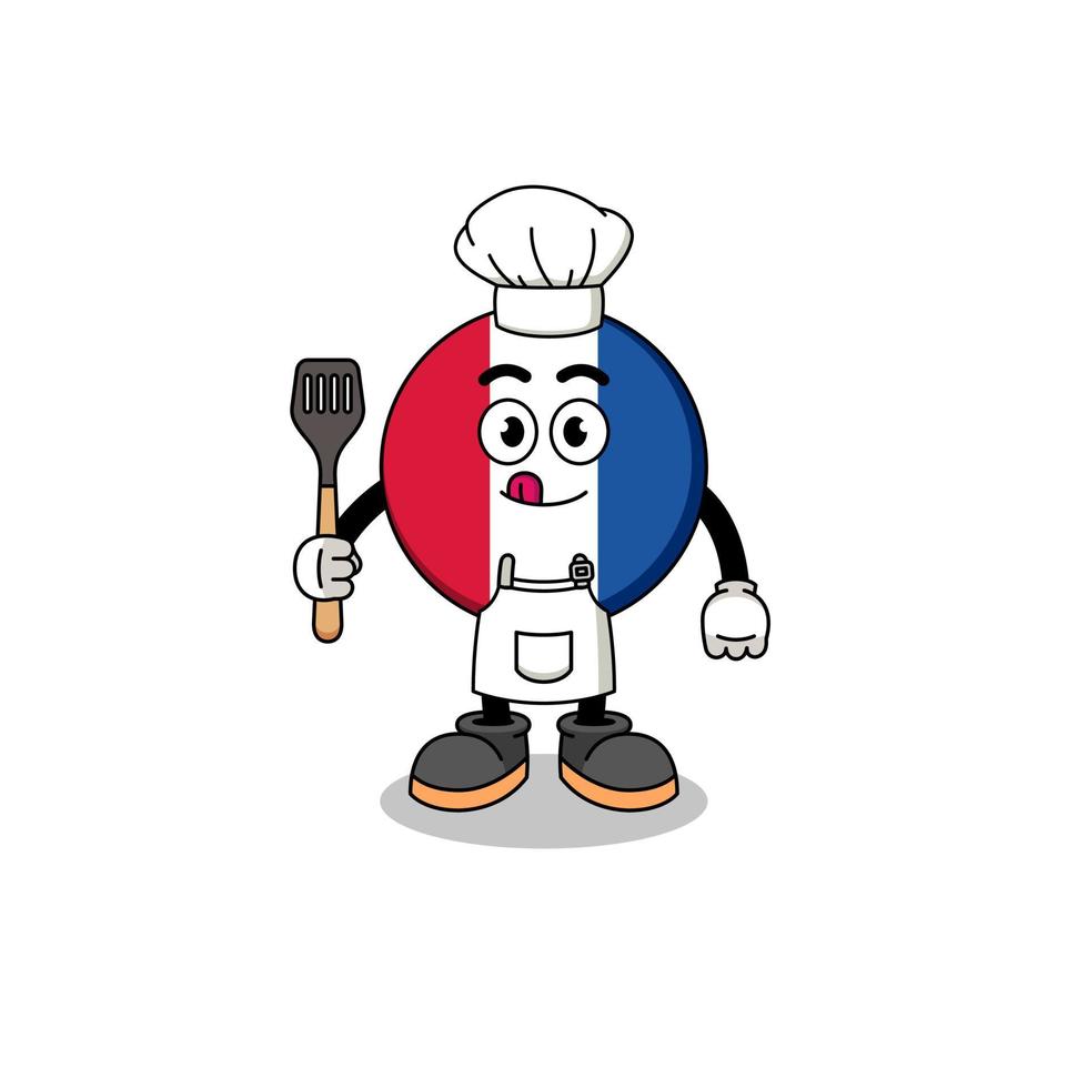 ilustración de la mascota del chef de la bandera de francia vector