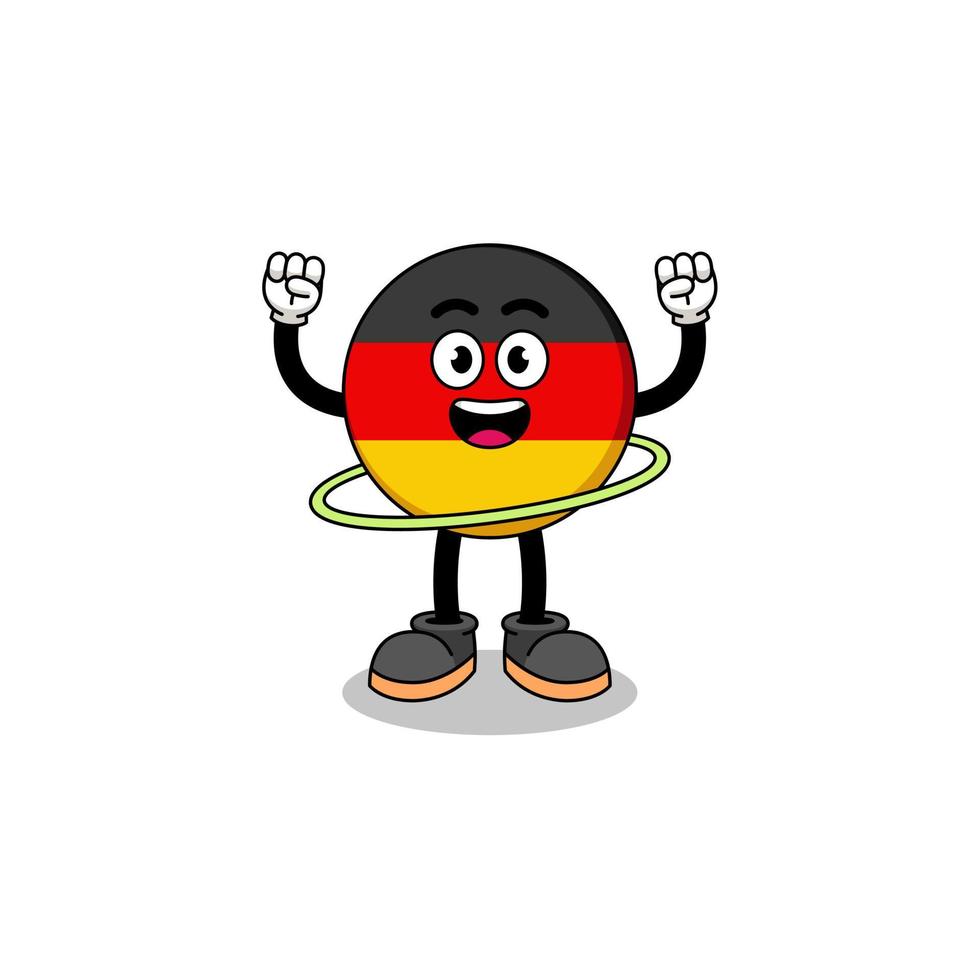 ilustración de personaje de la bandera de alemania jugando hula hoop vector