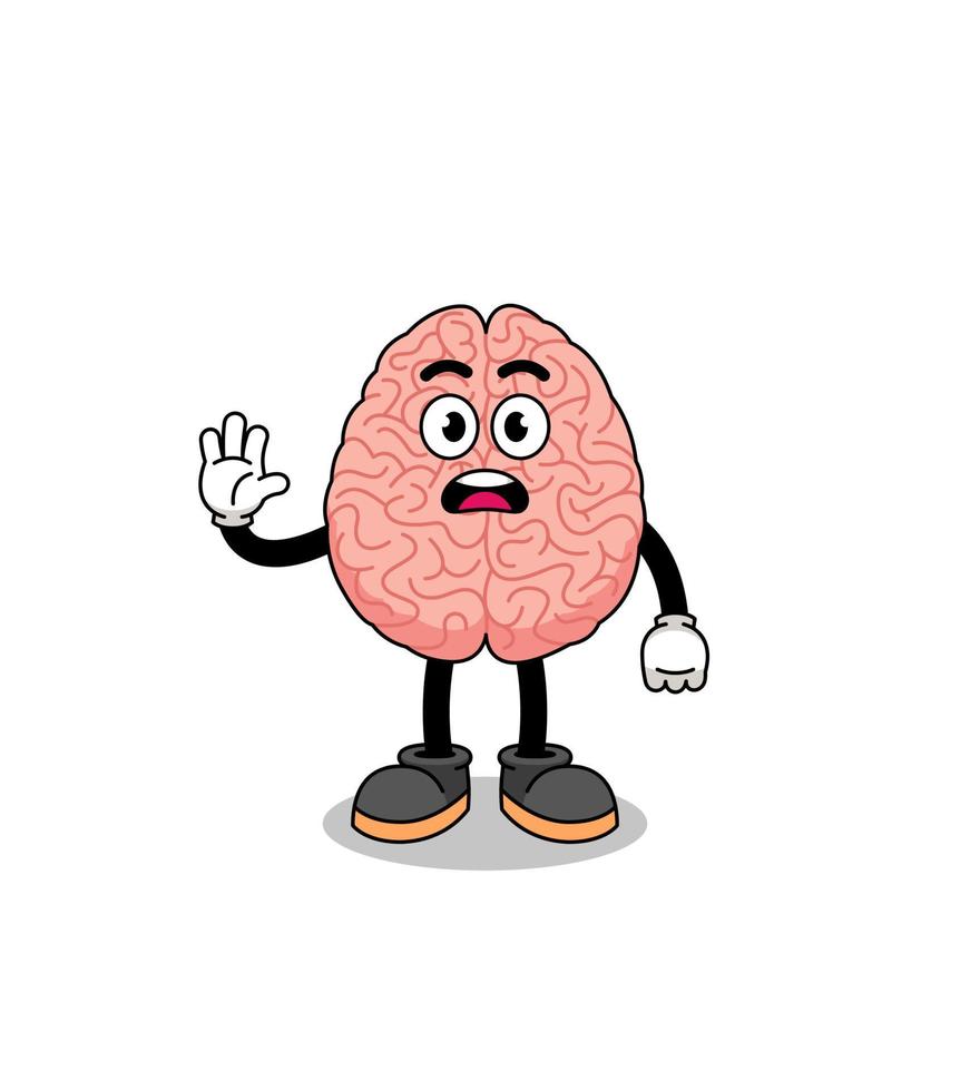 brain cartoon illustration doing stop hand vector