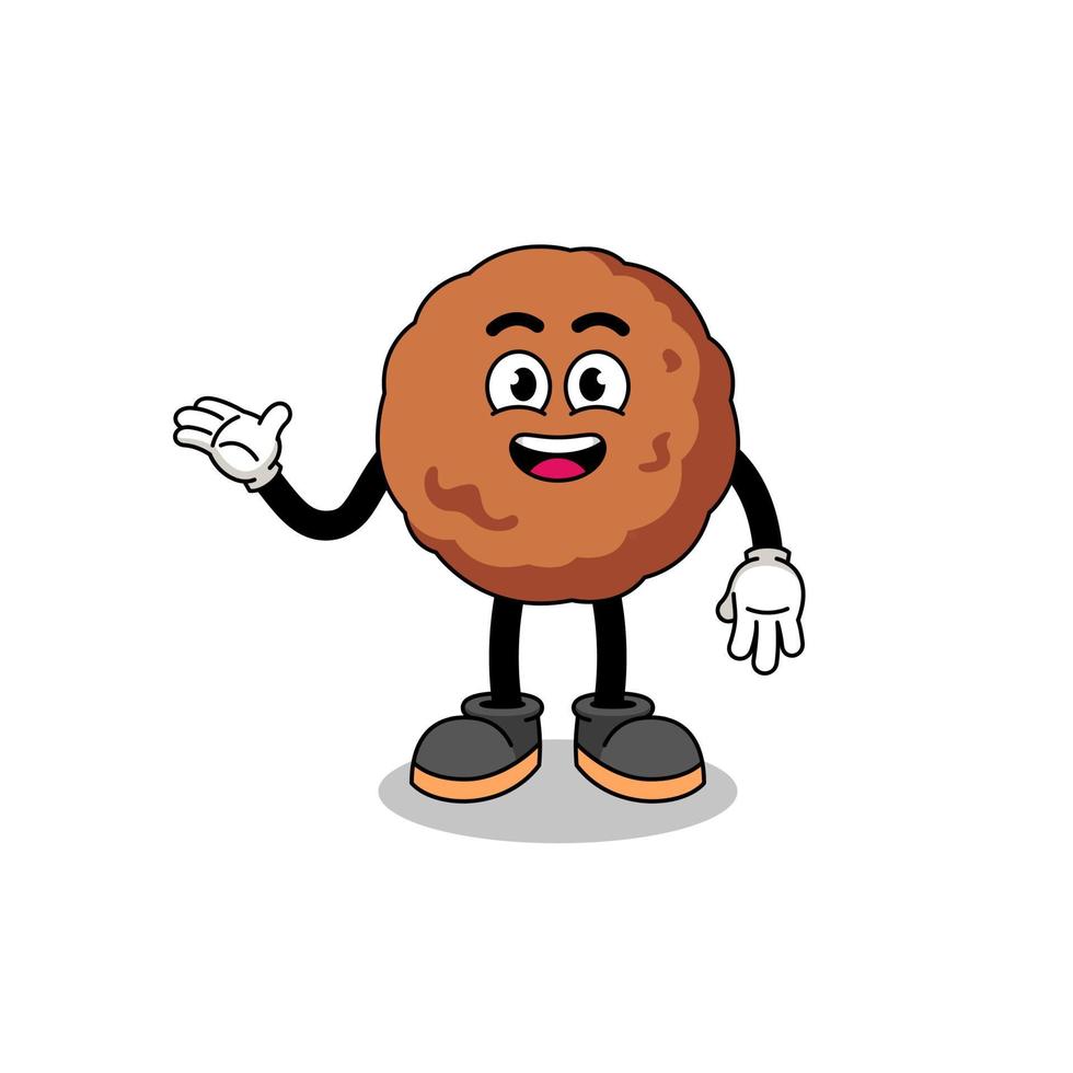 meatball cartoon with welcome pose vector