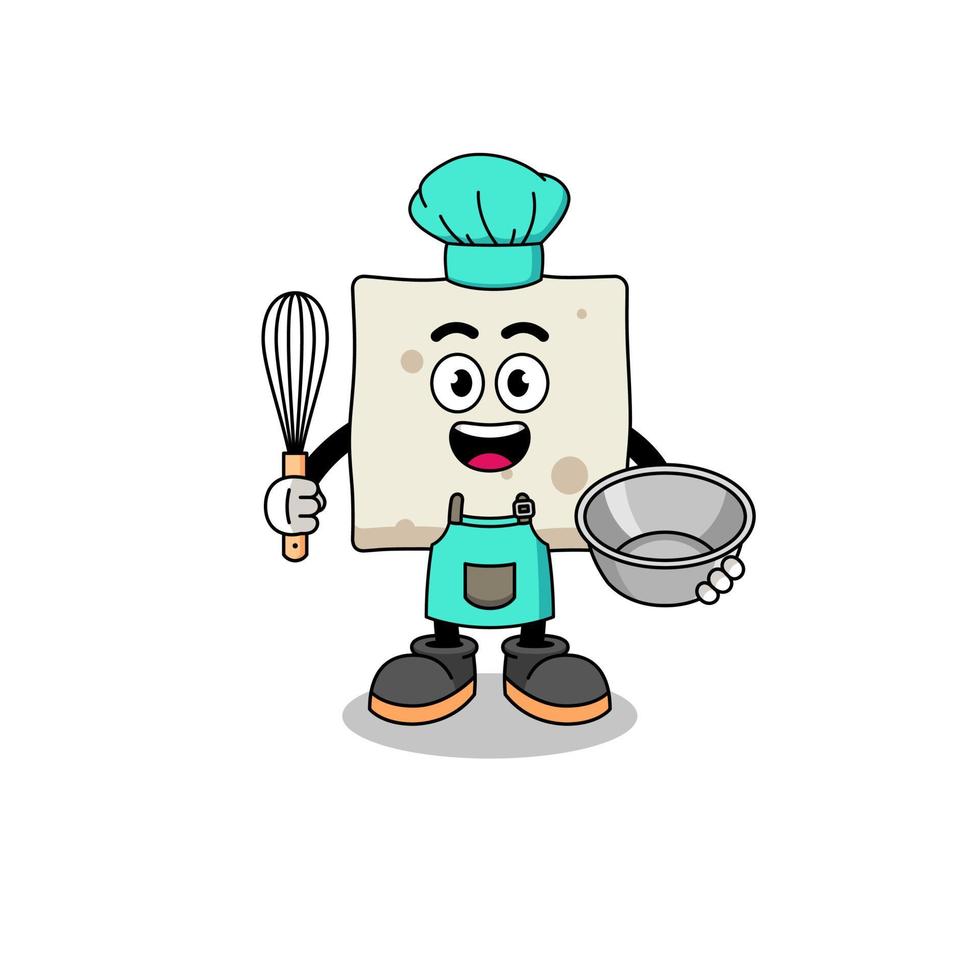 Illustration of tofu as a bakery chef vector