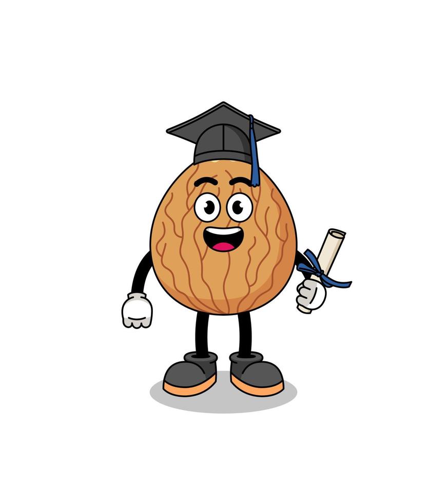 almond mascot with graduation pose vector