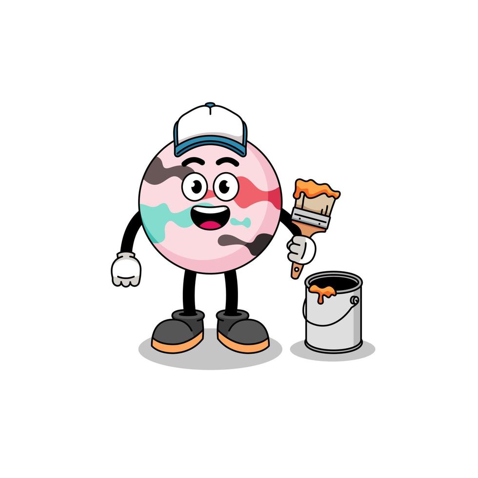 Character mascot of bath bomb as a painter vector