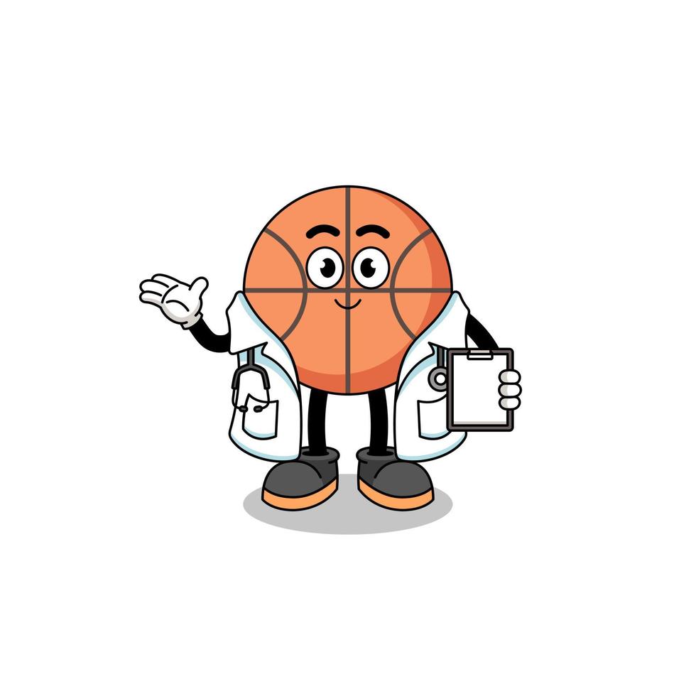 Cartoon mascot of basketball doctor vector