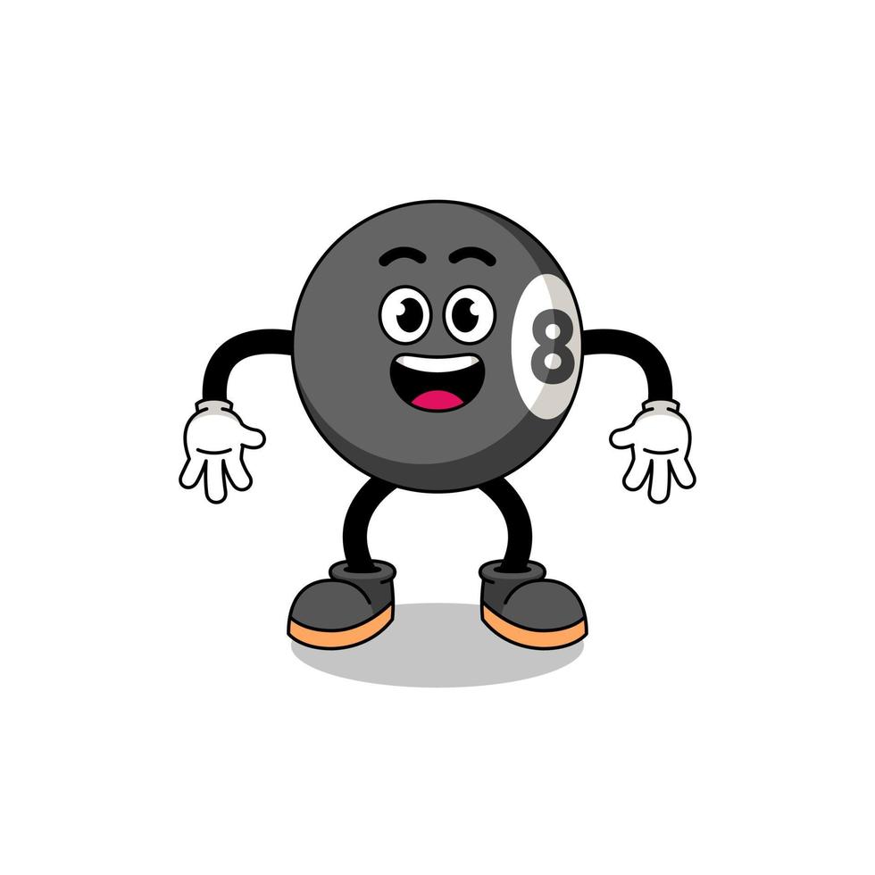 billiard ball cartoon with surprised gesture vector