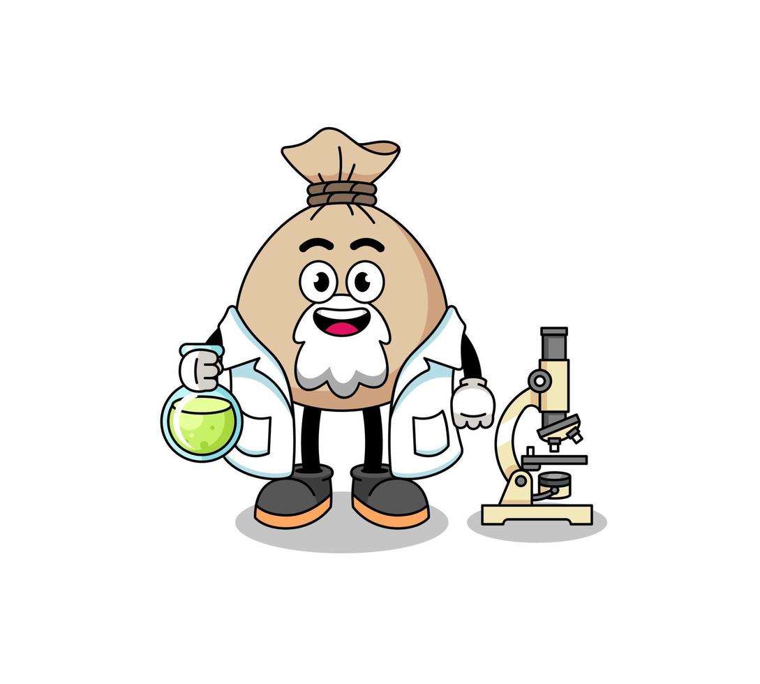 Mascot of money sack as a scientist vector