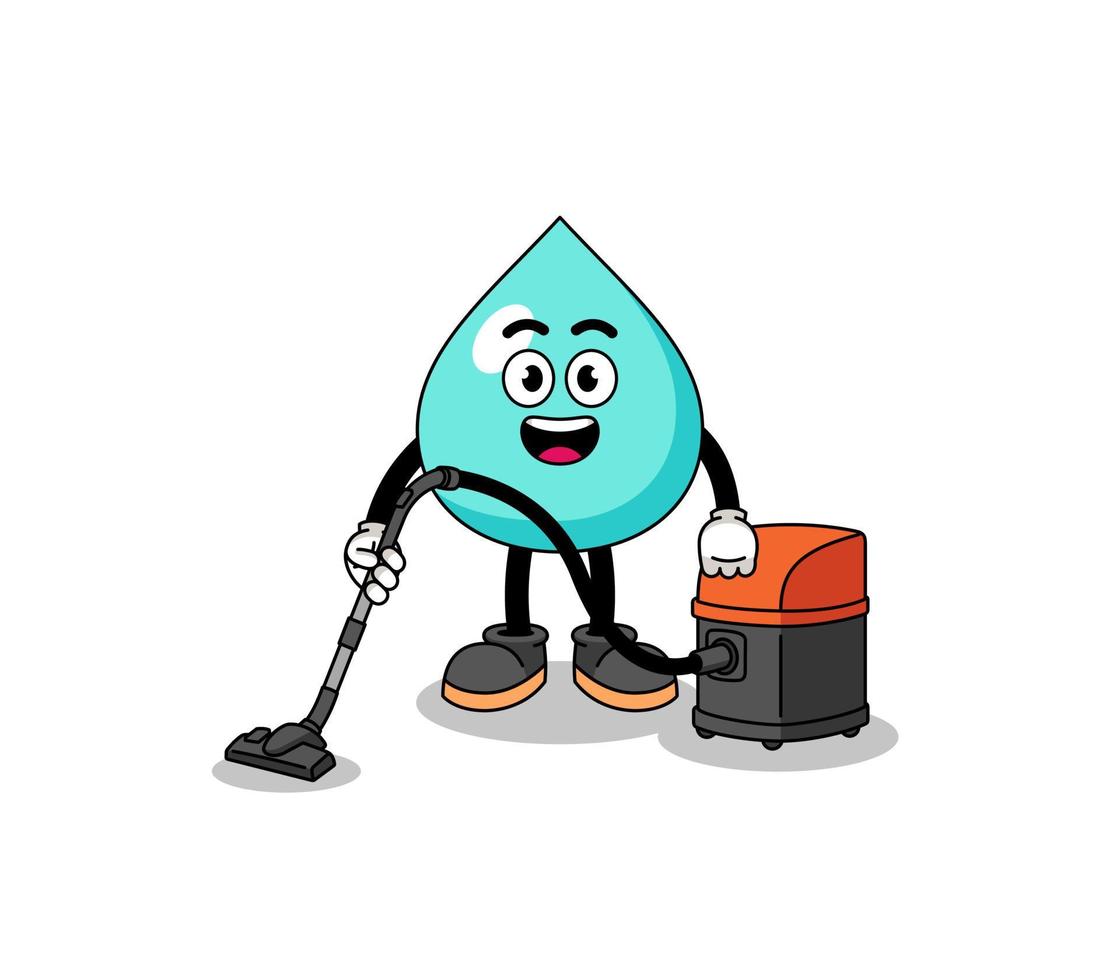 mascota de personaje de agua con aspiradora vector