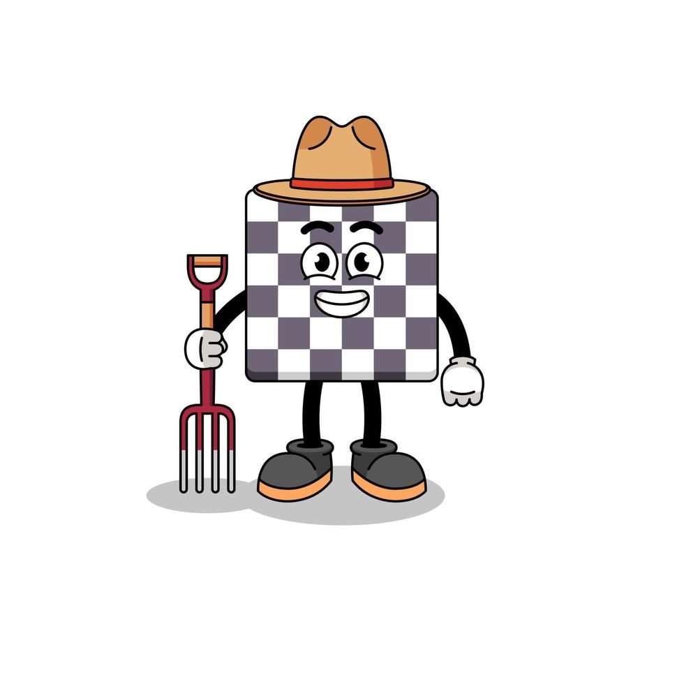 Cartoon mascot of chessboard farmer vector