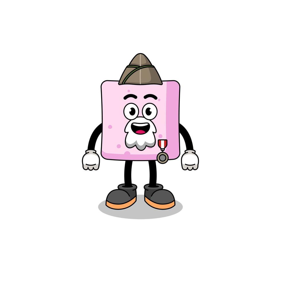 Character cartoon of marshmallow as a veteran vector