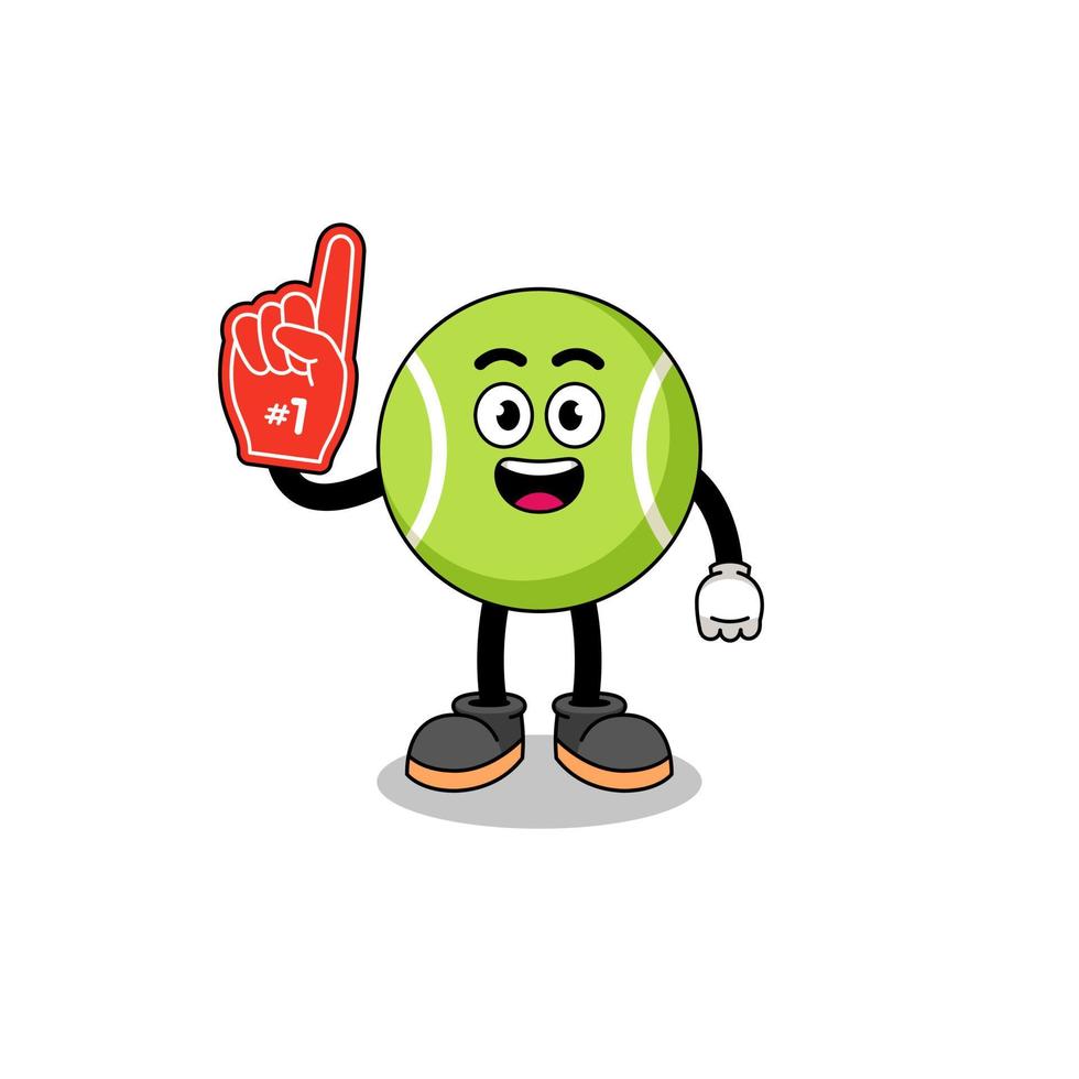 Cartoon mascot of tennis ball number 1 fans vector