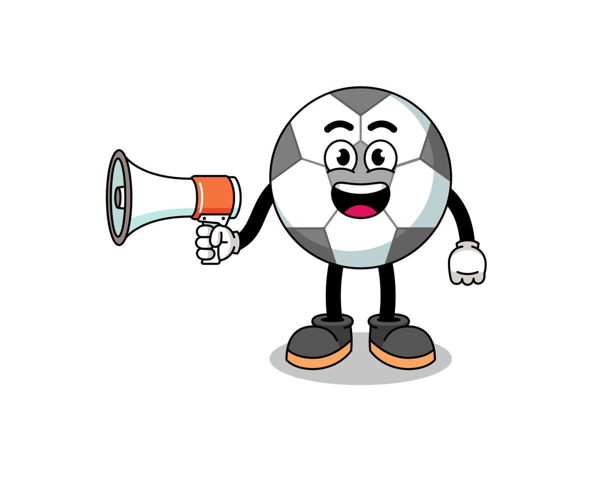 soccer ball cartoon illustration holding megaphone vector