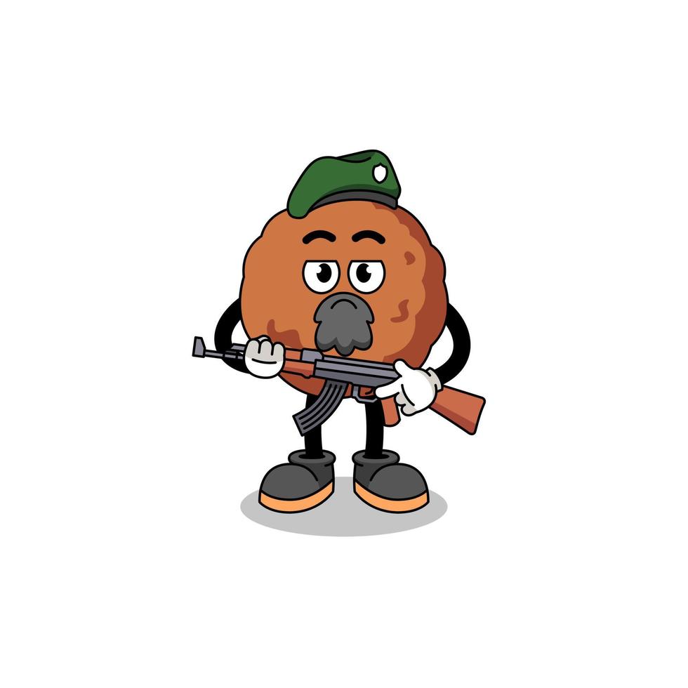 Character cartoon of meatball as a special force vector