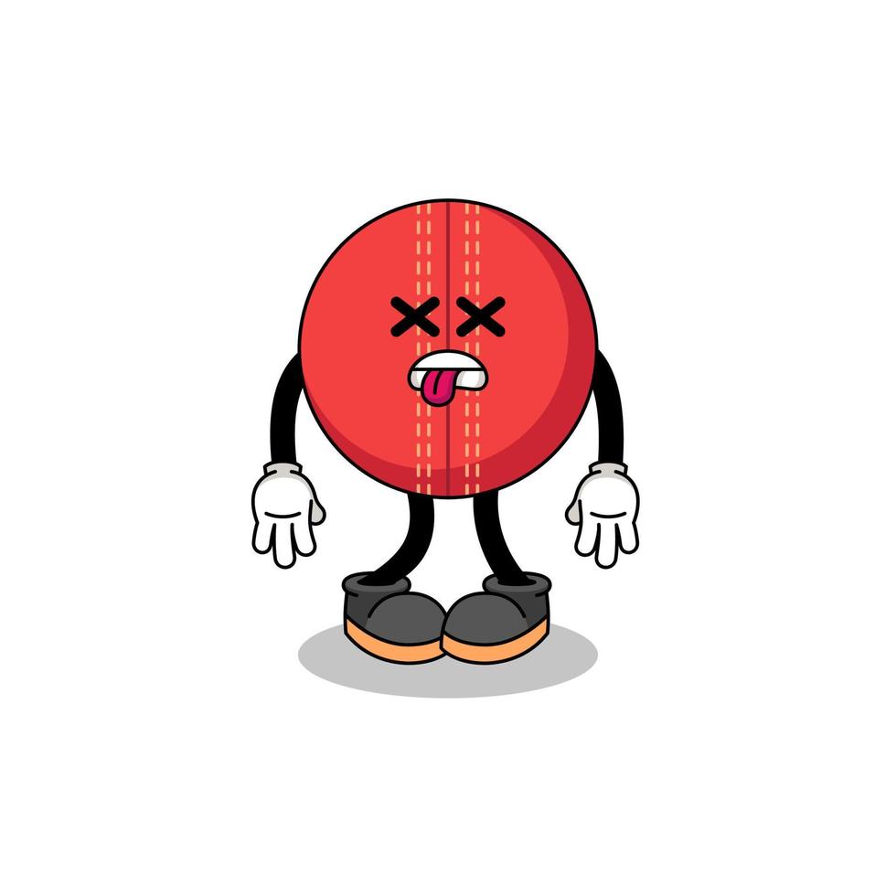 cricket ball mascot illustration is dead vector