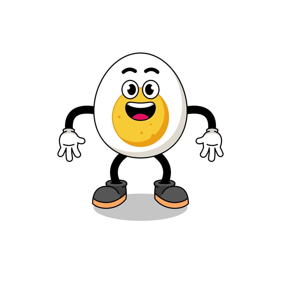 boiled egg cartoon with surprised gesture vector