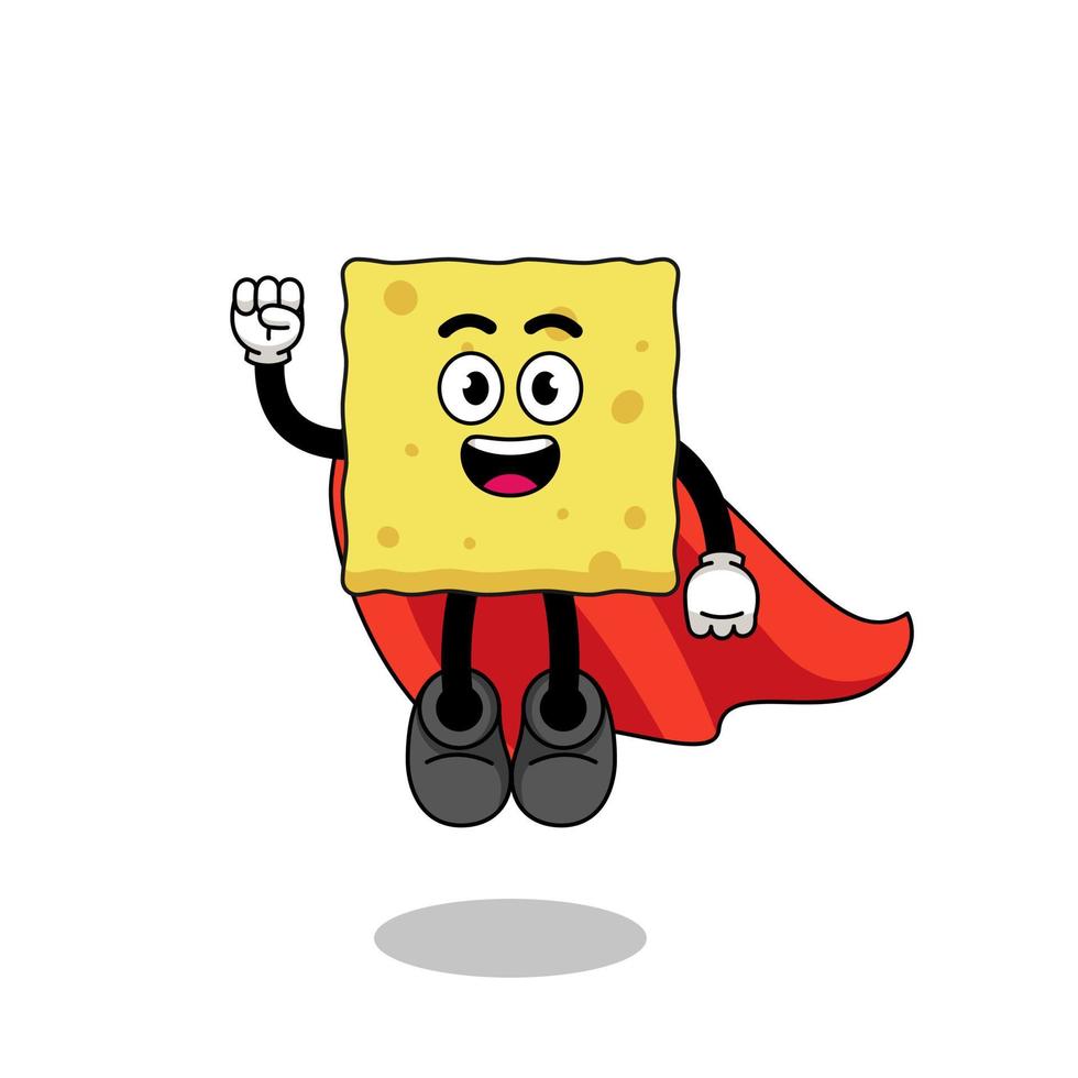 sponge cartoon with flying superhero vector
