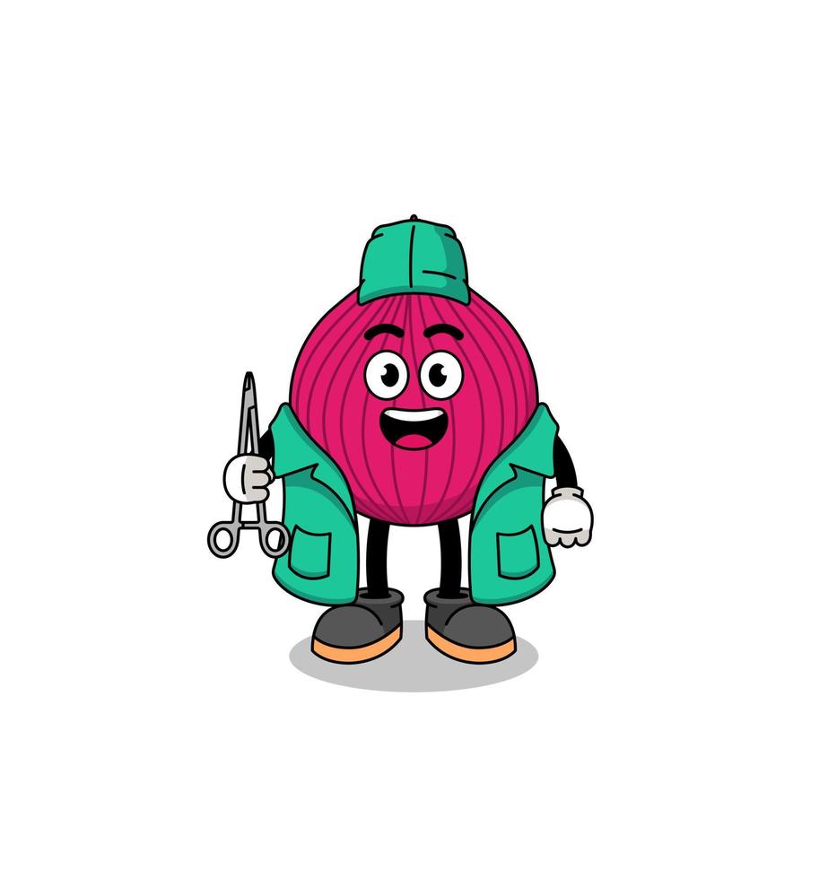 Illustration of onion red mascot as a surgeon vector