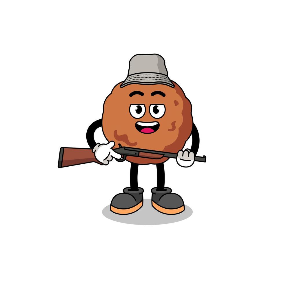 Cartoon Illustration of meatball hunter vector