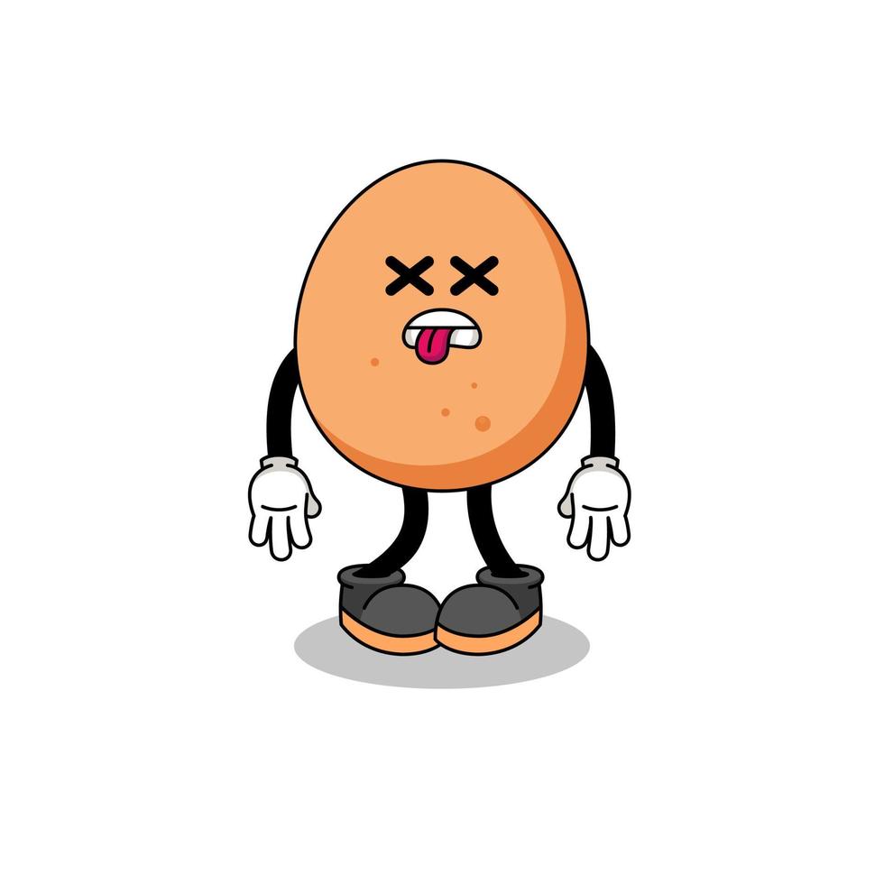 egg mascot illustration is dead vector