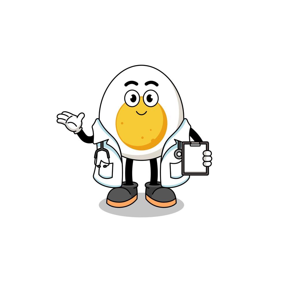 Cartoon mascot of boiled egg doctor vector