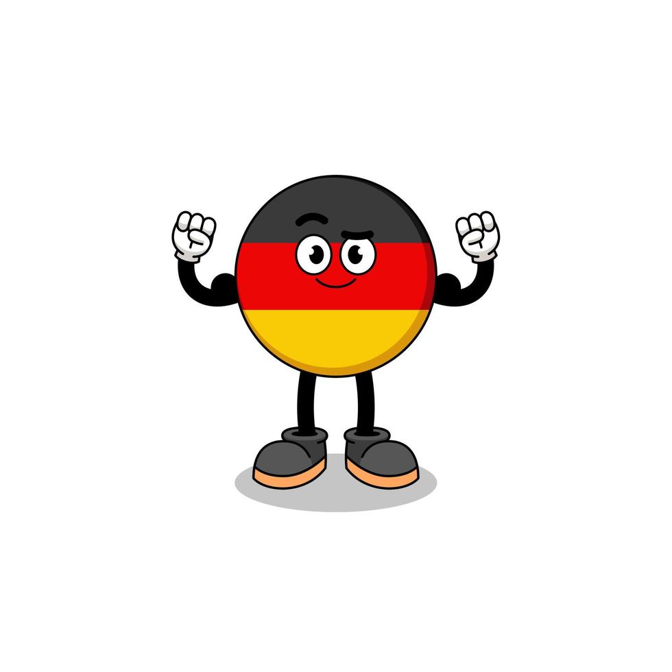 caricatura de mascota de la bandera de alemania posando con músculo vector