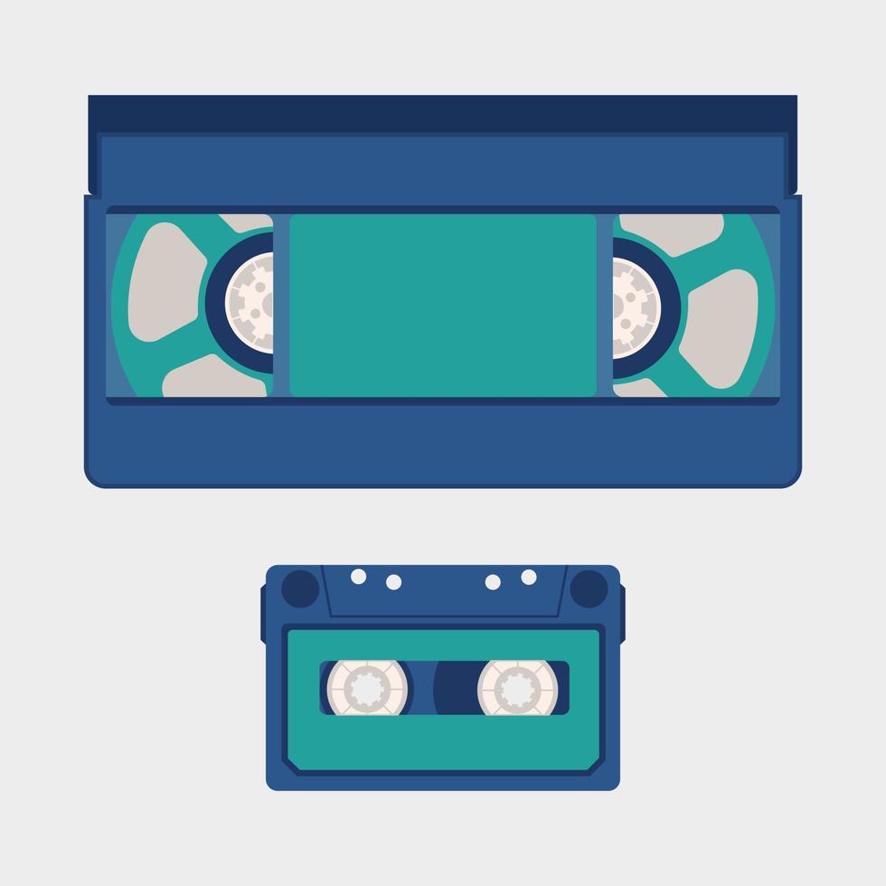 casetes de video vhs y cintas de audio vector