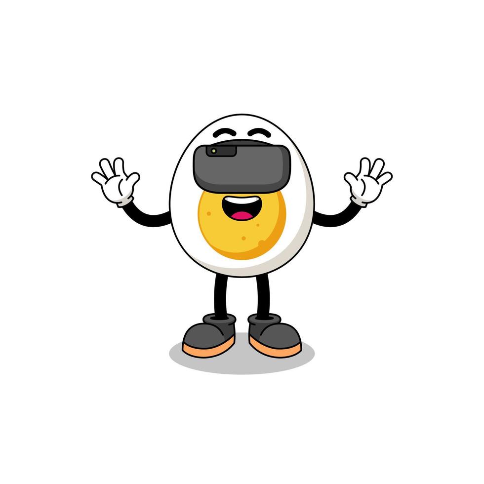 Illustration of boiled egg with a vr headset vector