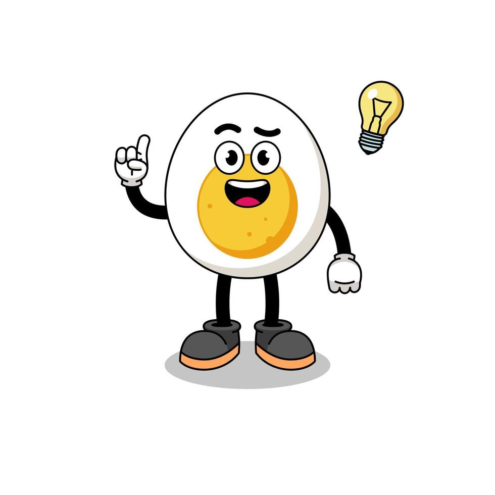 boiled egg cartoon with get an idea pose vector