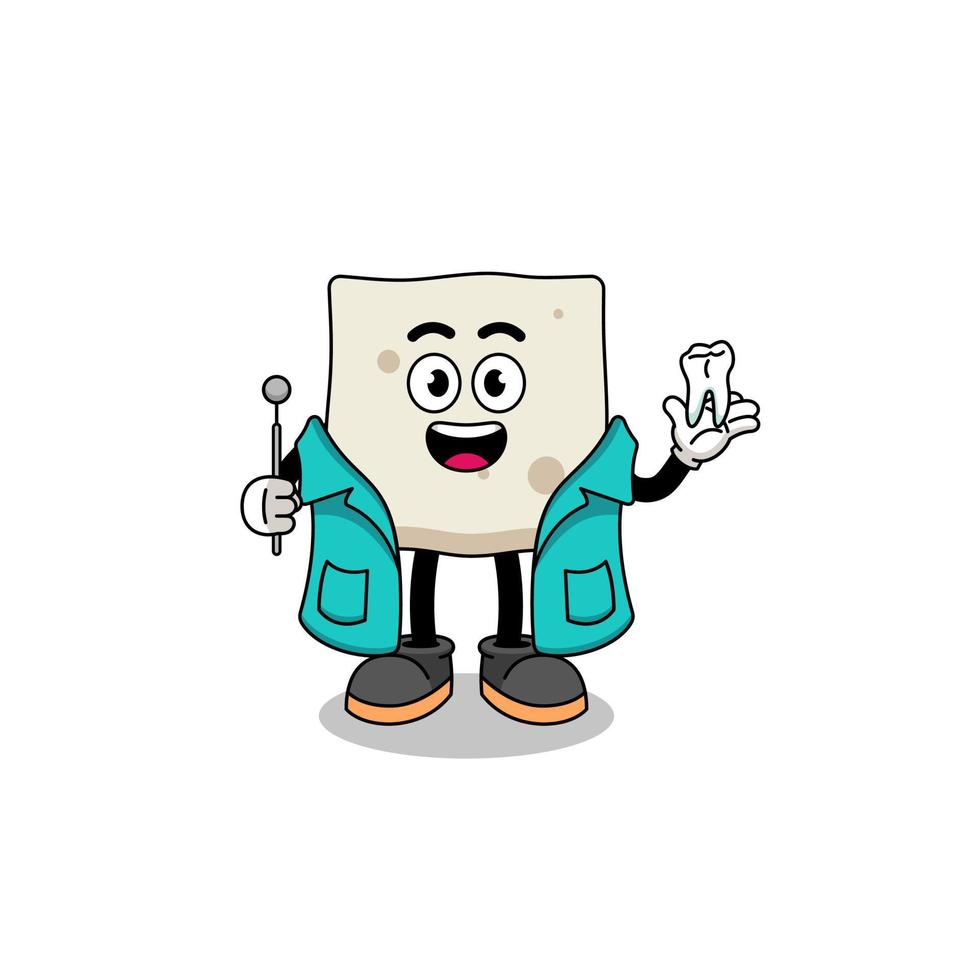 Illustration of tofu mascot as a dentist vector