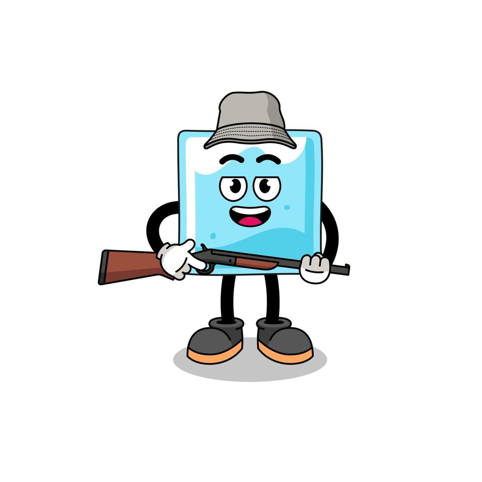 Cartoon Illustration of ice block hunter vector