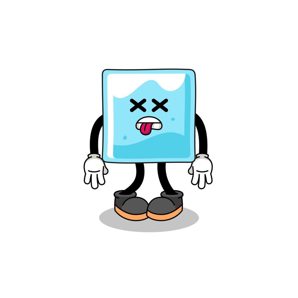 ice block mascot illustration is dead vector