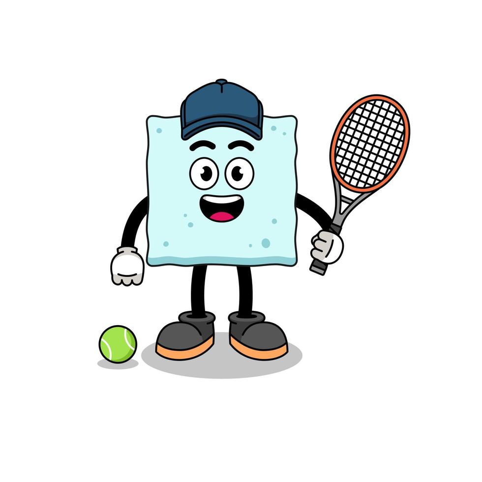 sugar cube illustration as a tennis player vector