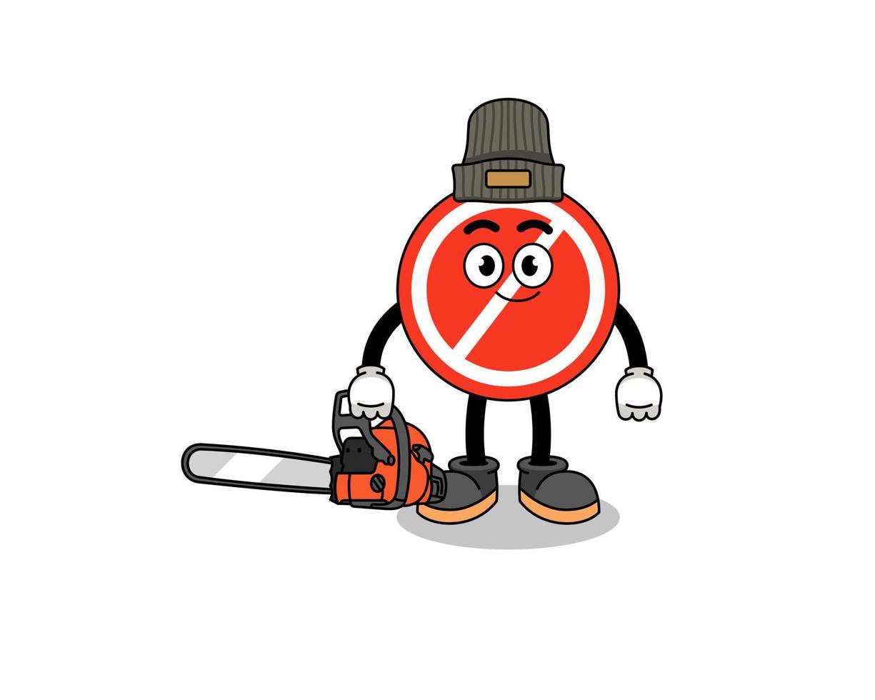 stop sign illustration cartoon as a lumberjack vector