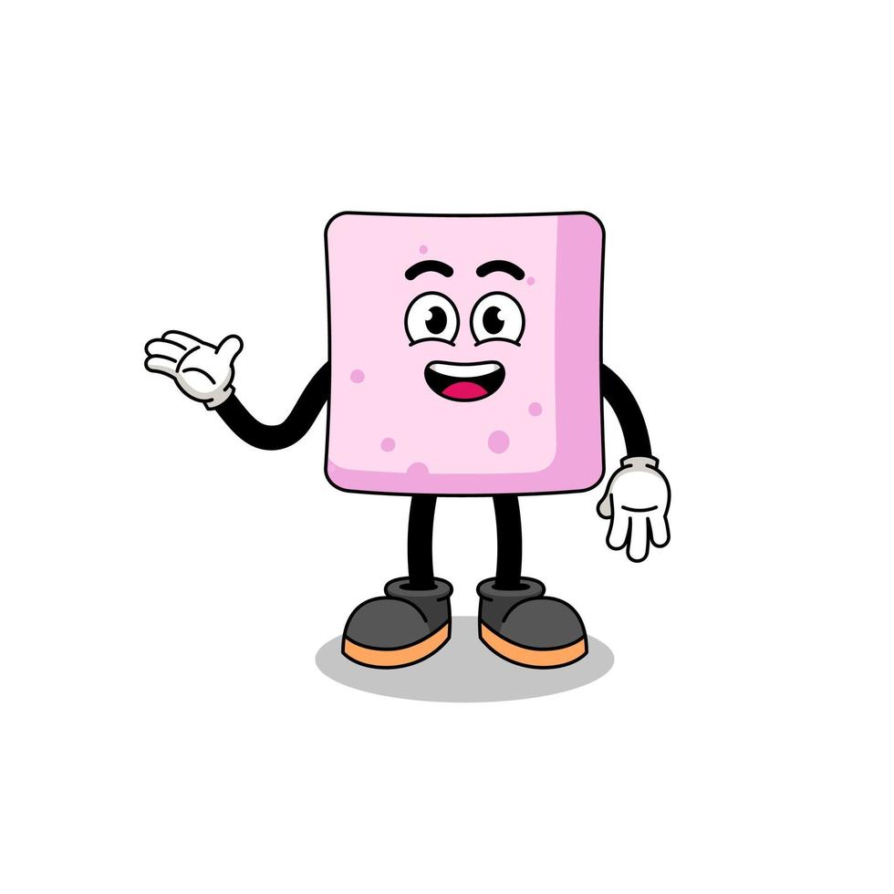 marshmallow cartoon with welcome pose vector