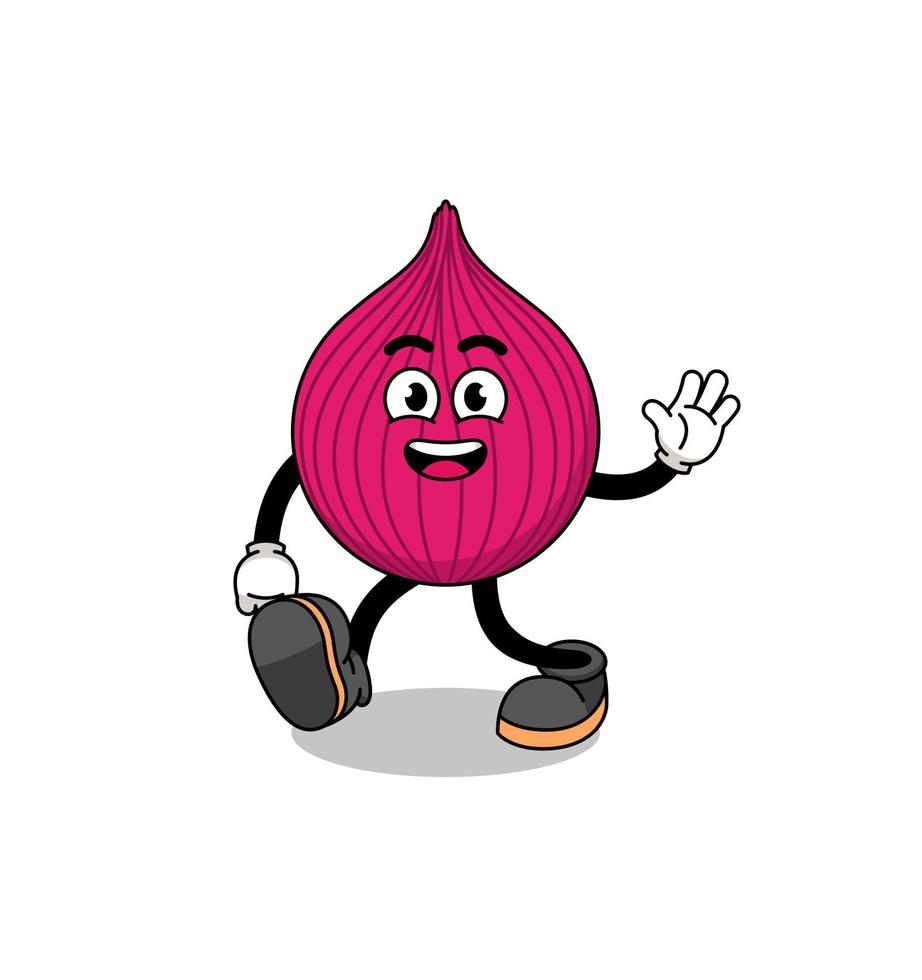 onion red cartoon walking vector