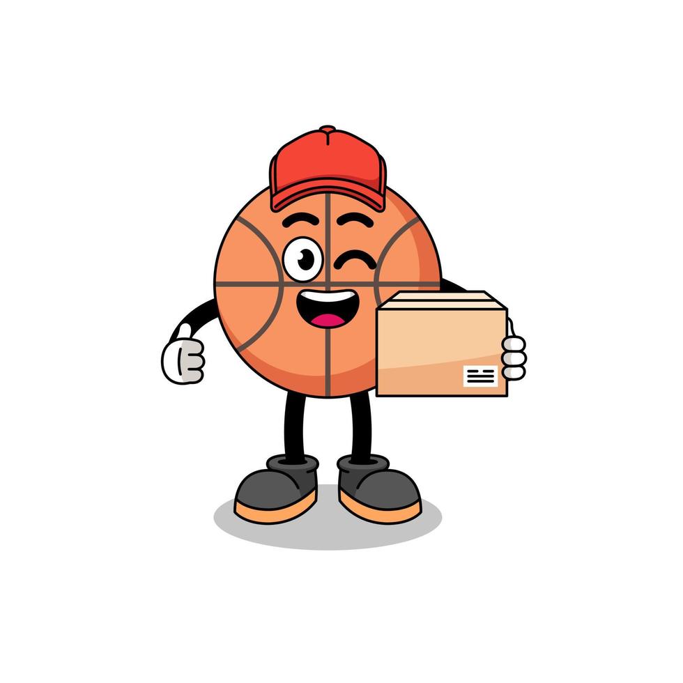 dibujos animados de mascota de baloncesto como mensajero vector