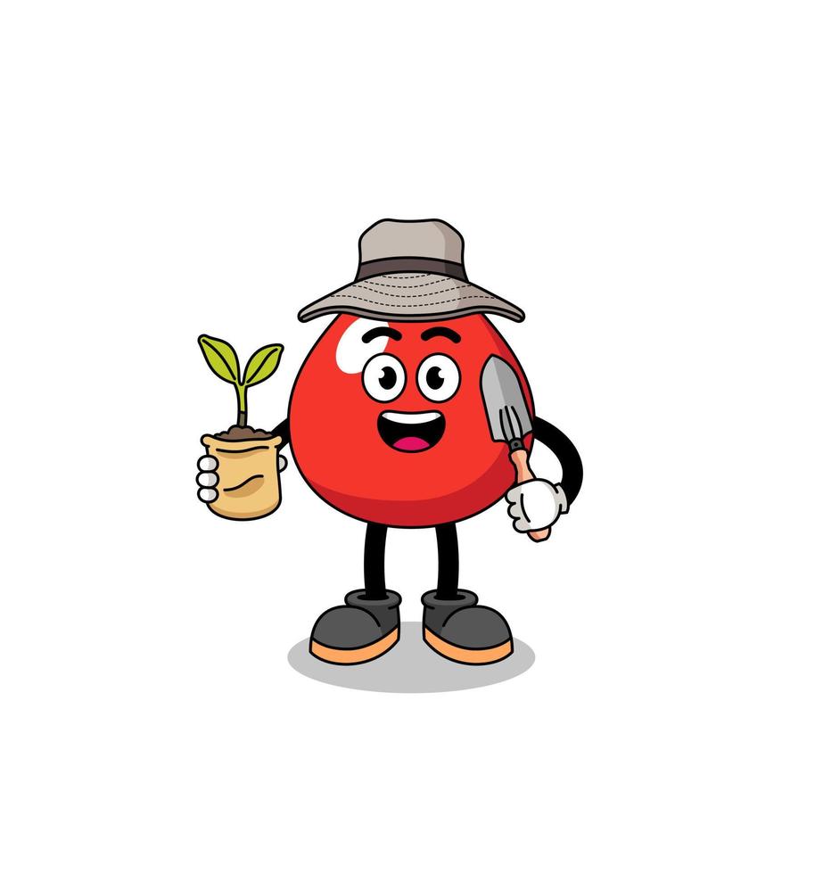 Illustration of blood cartoon holding a plant seed vector