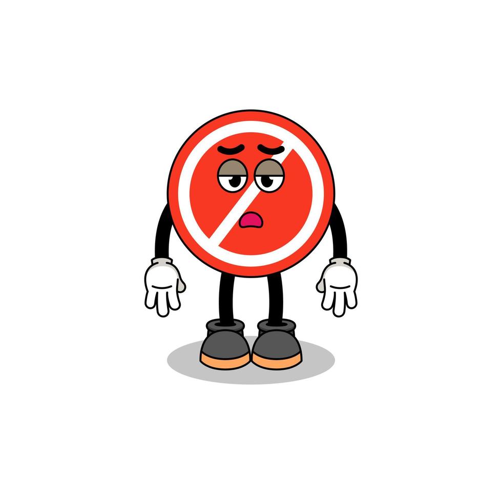 stop sign cartoon with fatigue gesture vector