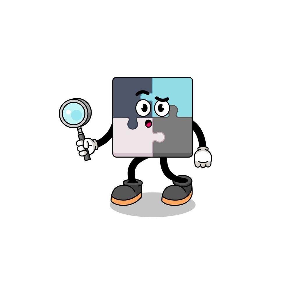 Mascot of jigsaw puzzle searching vector