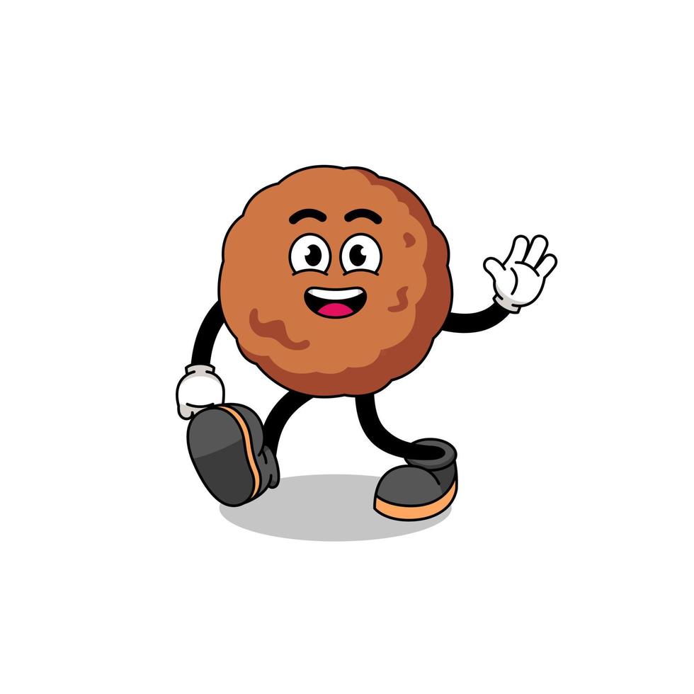 meatball cartoon walking vector