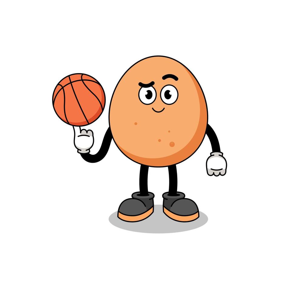 ilustración de huevo como jugador de baloncesto vector