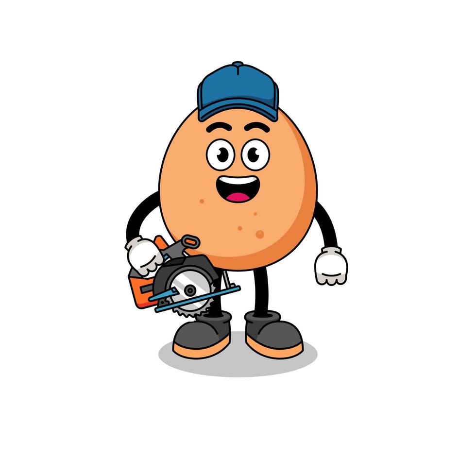 Cartoon Illustration of egg as a woodworker vector