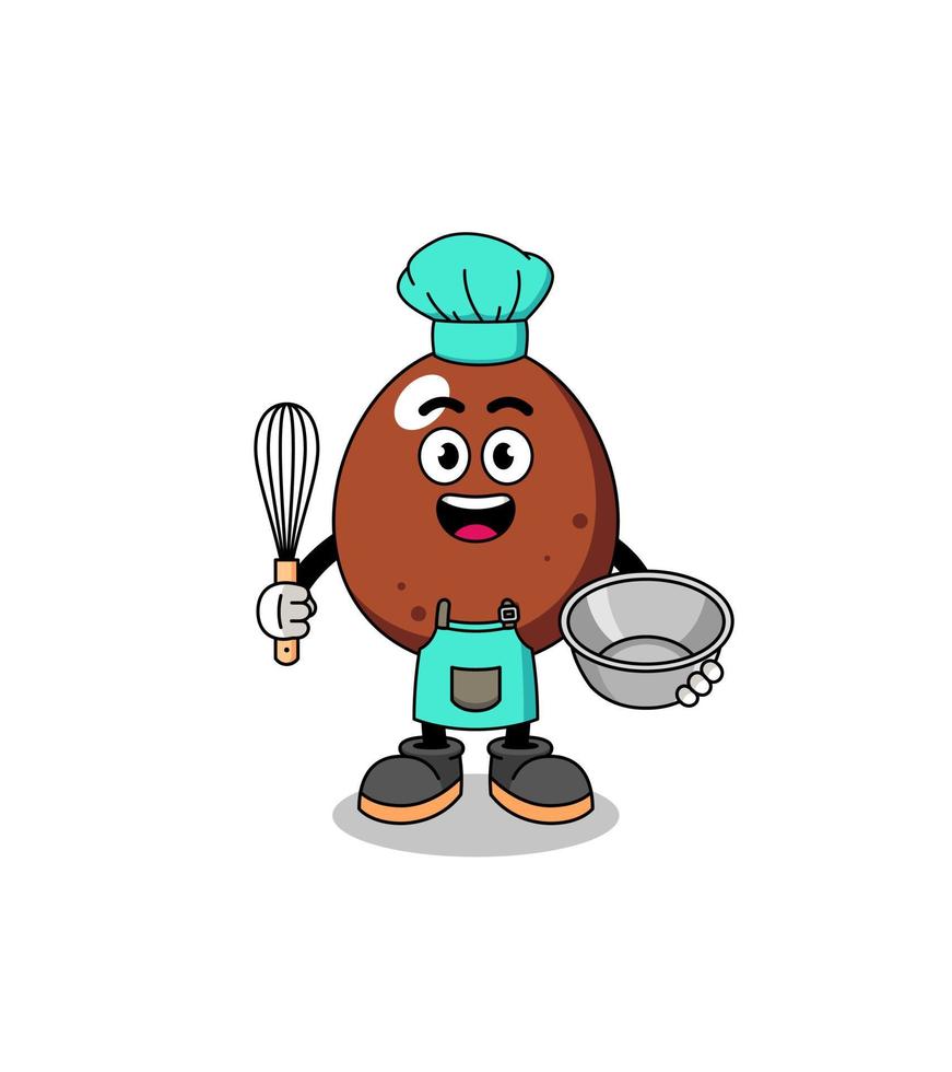 Illustration of chocolate egg as a bakery chef vector