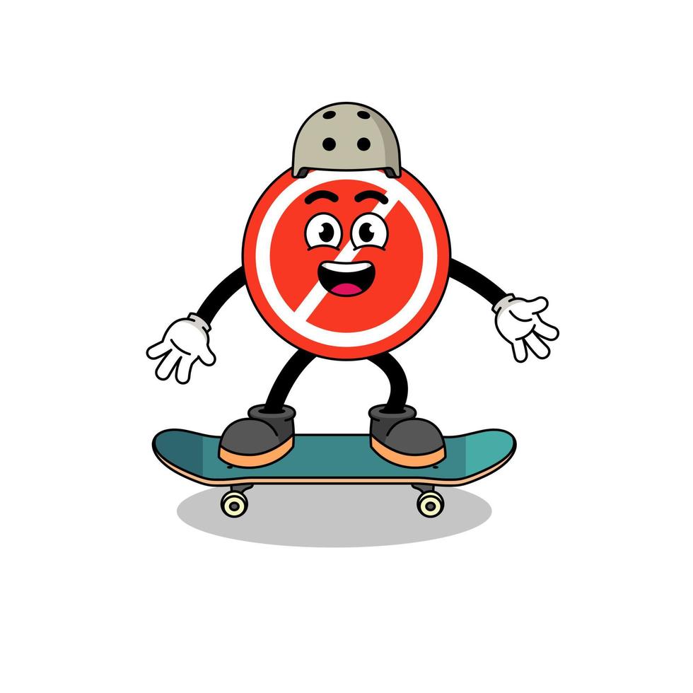 stop sign mascot playing a skateboard vector