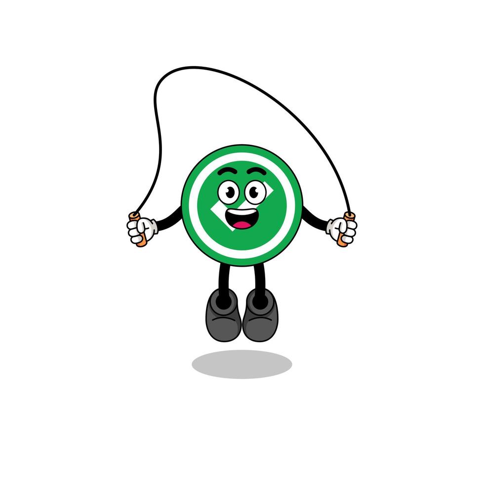 check mark mascot cartoon is playing skipping rope vector