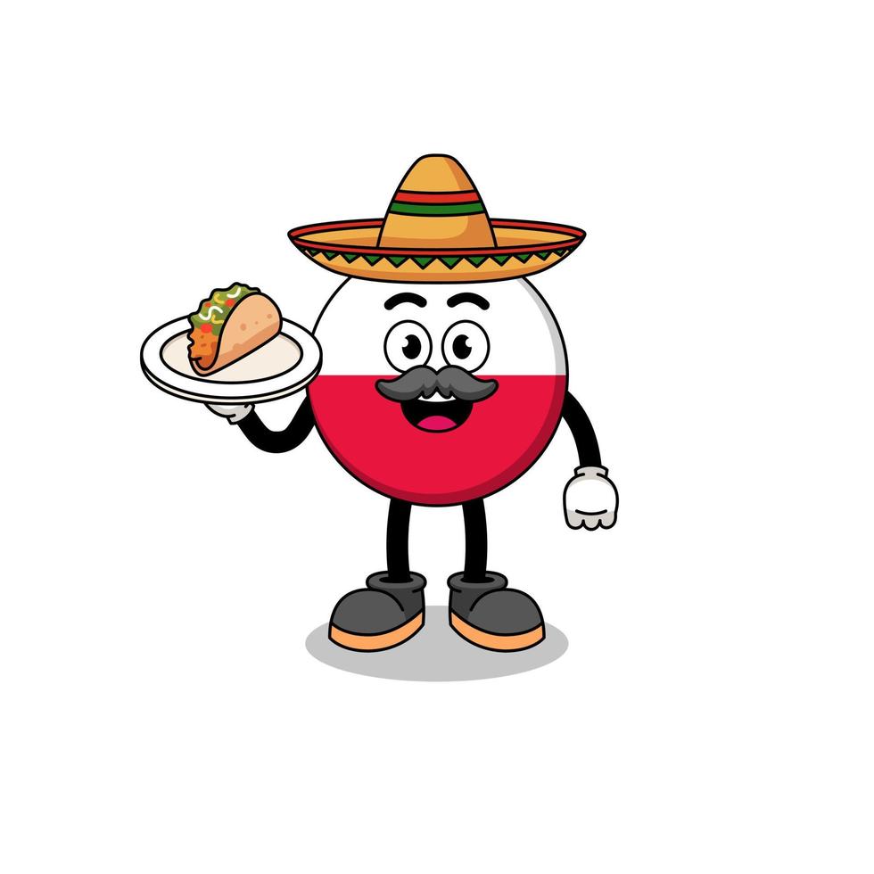 Character cartoon of poland flag as a mexican chef vector