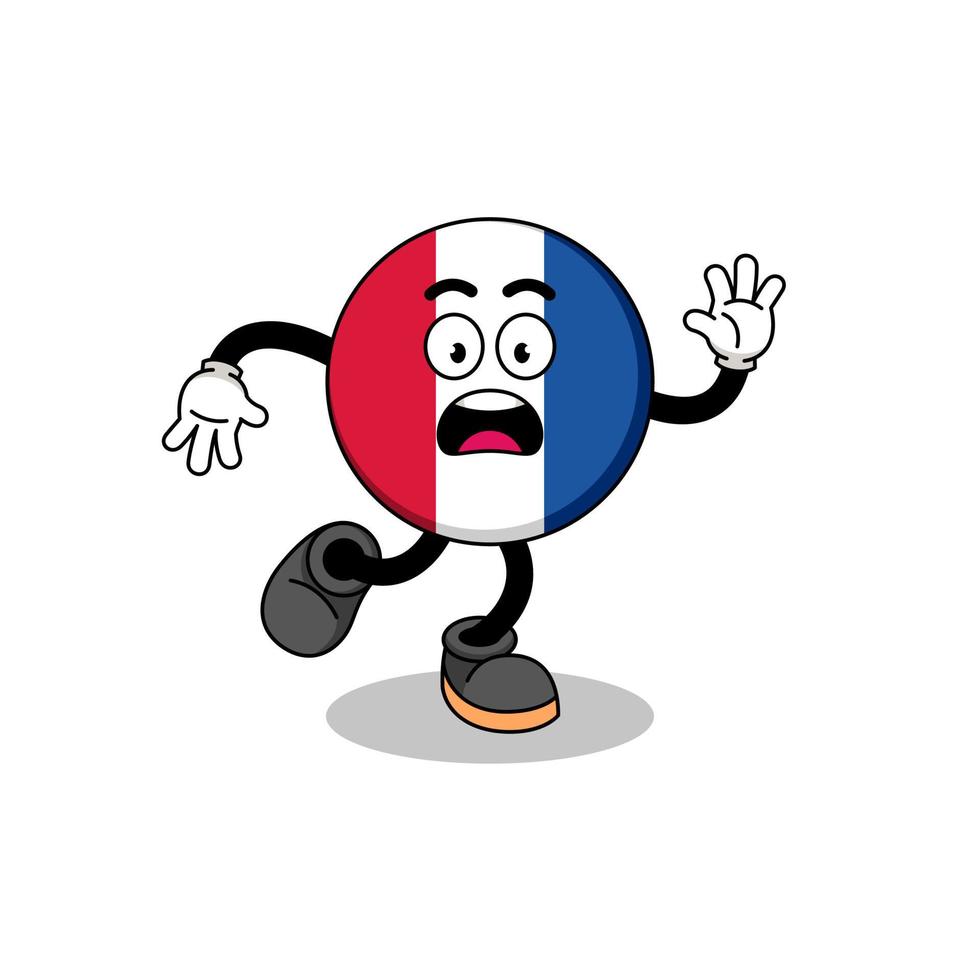 slipping france flag mascot illustration vector