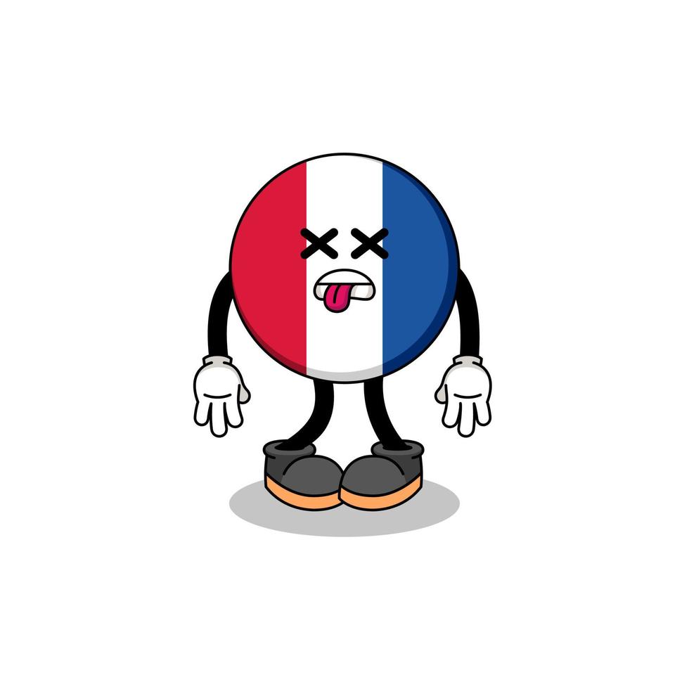 la ilustración de la mascota de la bandera de francia está muerta vector